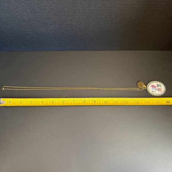 Patriotic "Love" Pendant Necklace With Rhinestones and USA Charm 4th Of July Cam - Picture 3 of 6